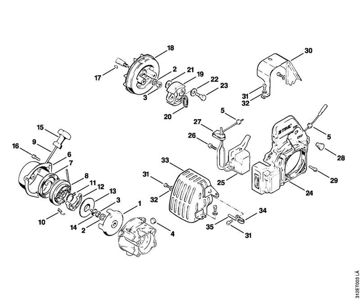 STIHL 4112-432-9202 Tülle positie 5 technische tekening