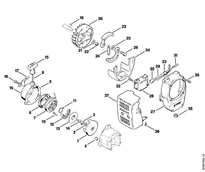 STIHL 9210-260-1100 Sechskantmutter M8 positie 3 technische tekening