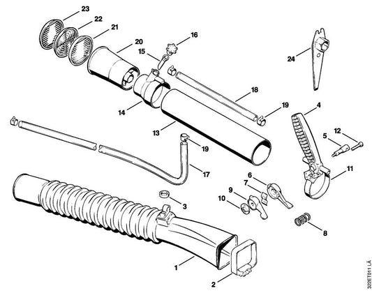 STIHL 4202-791-0200 Griff positie 4 technische tekening