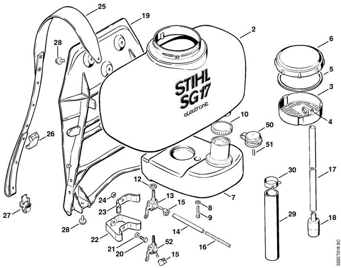 STIHL 4202-709-2000 Dichtring positie 5 technische tekening
