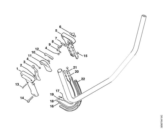 STIHL 4119-791-0811 Griffhälfte innen positie 5 technische tekening