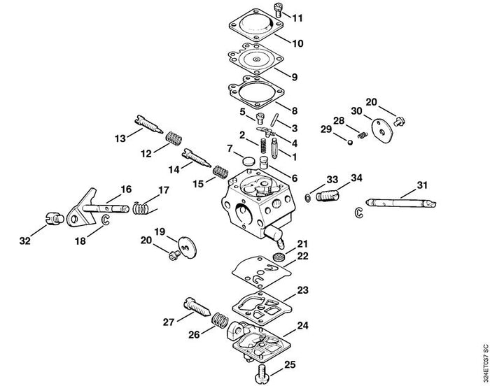 STIHL 1118-122-6700 Hauptstellschraube positie 13 technische tekening
