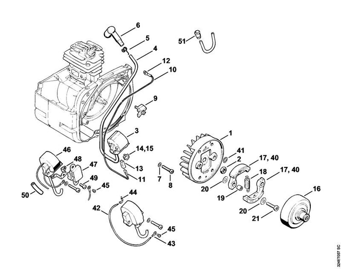 STIHL 4119-160-2001 Kupplung positie 17 technische tekening