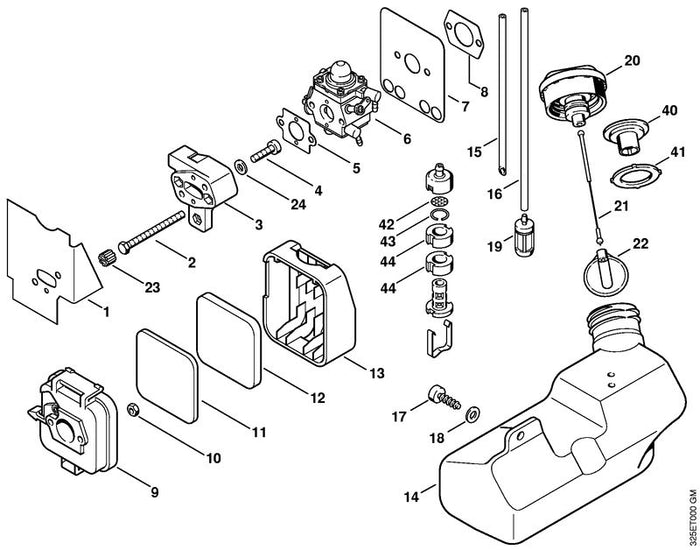STIHL 4227-358-0800 Schlauch 185 mm positie 15 technische tekening