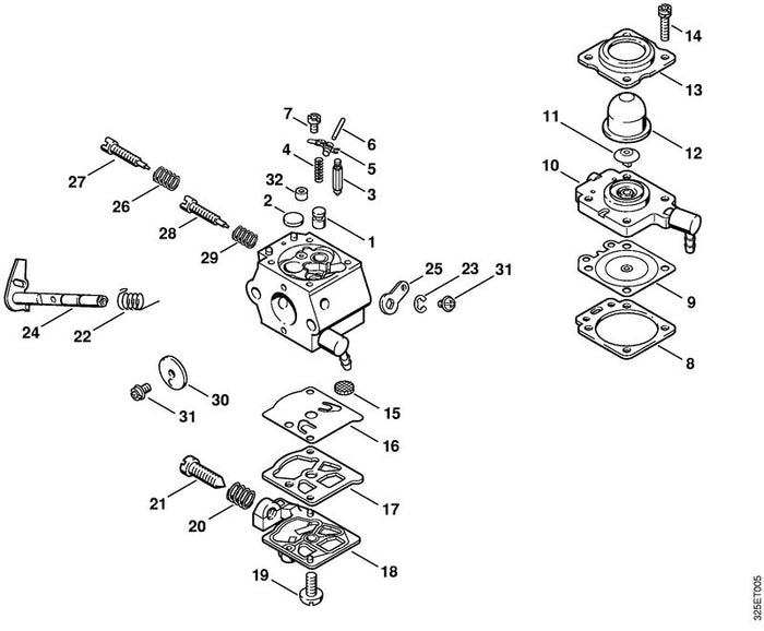 STIHL 4227-120-7100 Drosselwelle mit Hebel positie 24 technische tekening