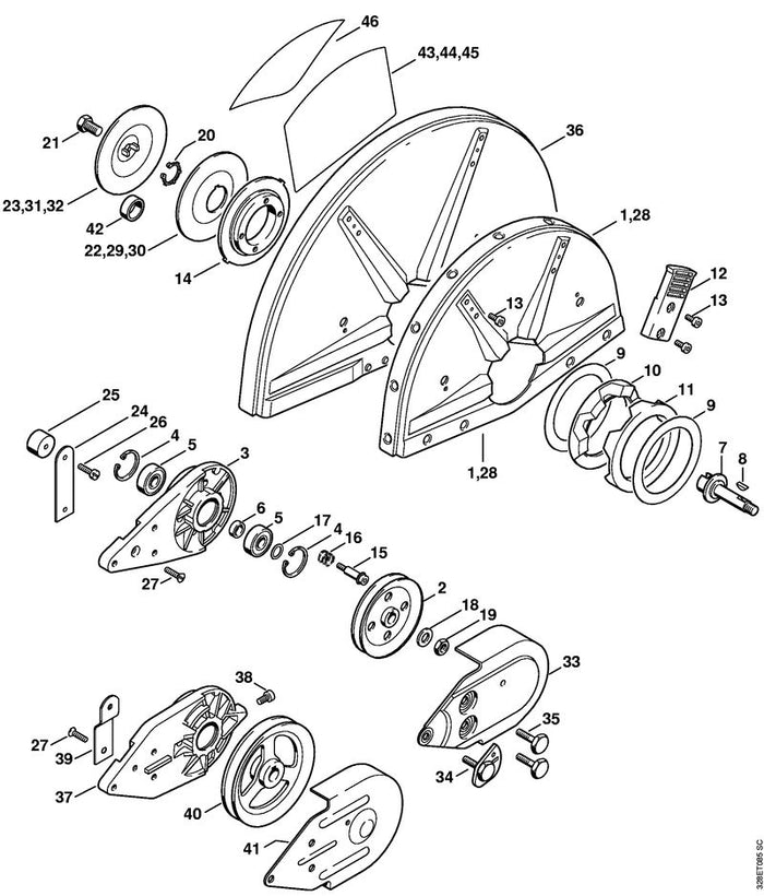 STIHL 4224-700-8105 Schutz Ø 400 mm positie 36 technische tekening