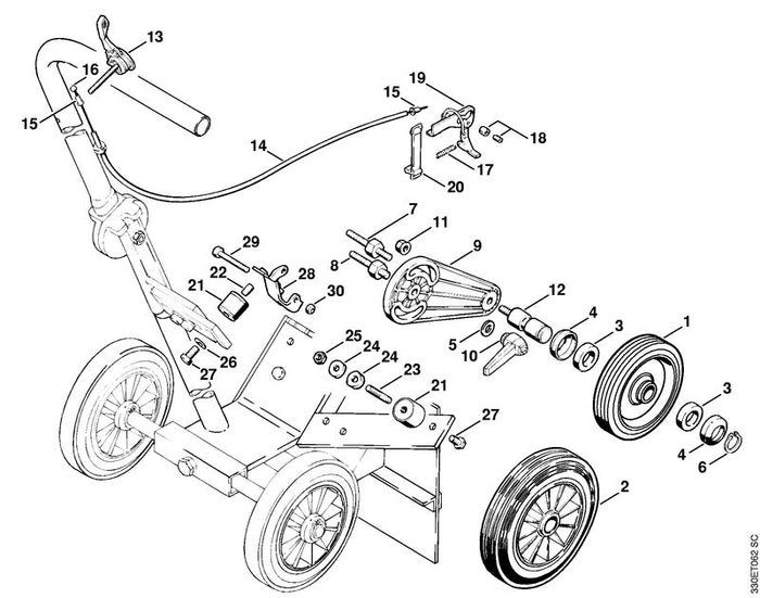 STIHL 9131-216-1780 Gewindestift DIN551-M8x16 positie 22 technische tekening