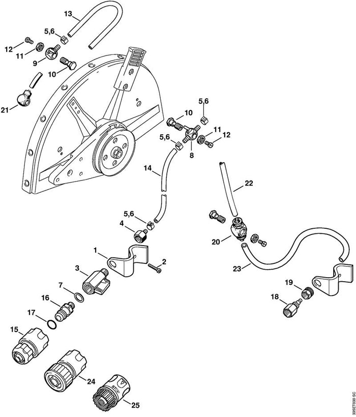 STIHL 9771-021-0920 Schlauchschelle 9,5/7 positie 6 technische tekening