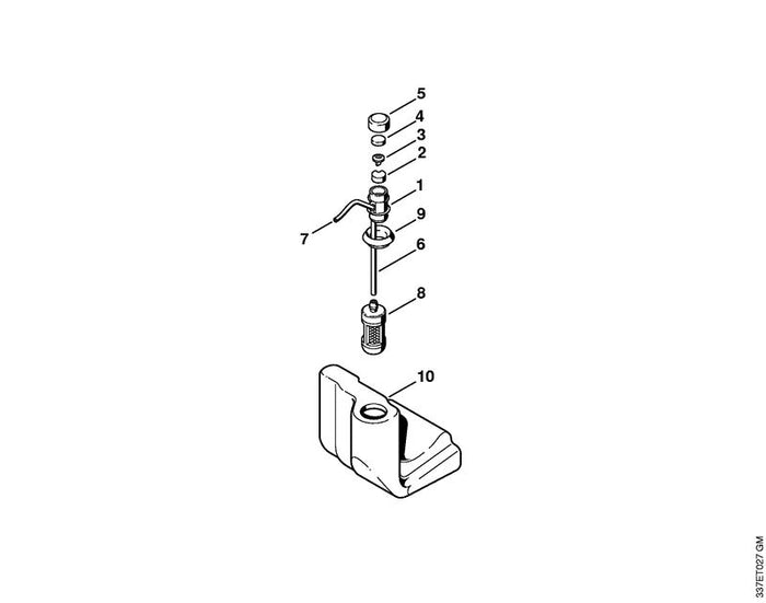 STIHL 1129-141-8600 Schlauch 102 mm positie 6 technische tekening