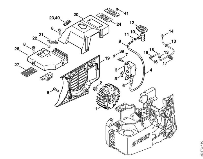 STIHL 4223-400-1300 Zündmodul positie 3 technische tekening
