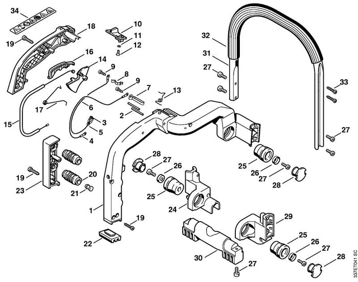 STIHL 4221-791-7600 Stütze positie 30 technische tekening