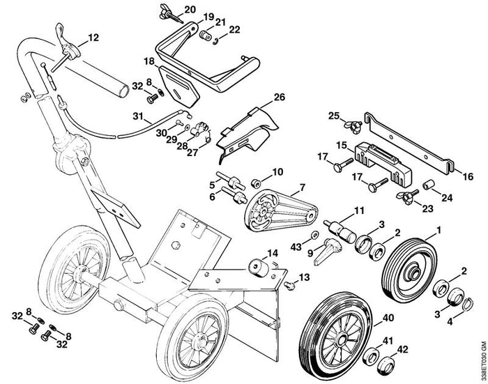 STIHL 4223-182-4000 Gaszughalter positie 26 technische tekening