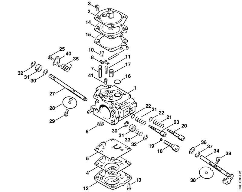 STIHL 4223-120-0602 Vergaser HS-301B positie 1 technische tekening