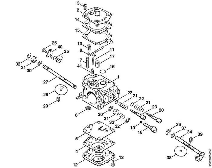 STIHL 4223-120-0602 Vergaser HS-301B positie 1 technische tekening