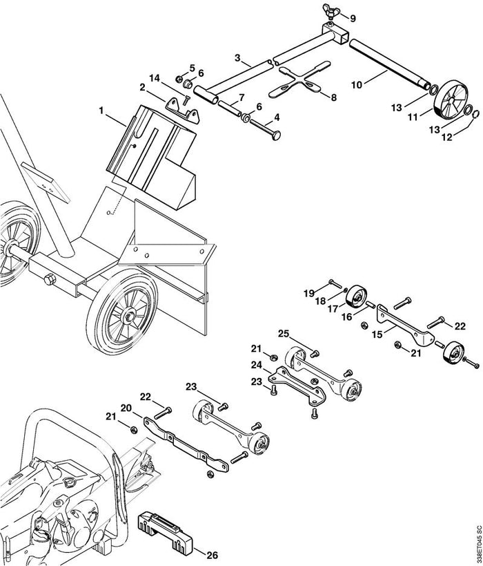 STIHL 9037-319-1750 Zylinderschraube DIN7984-M8x12-8.8 positie 25 technische tekening