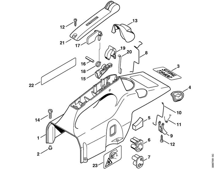 STIHL 4223-080-1604 Haube positie 1 technische tekening