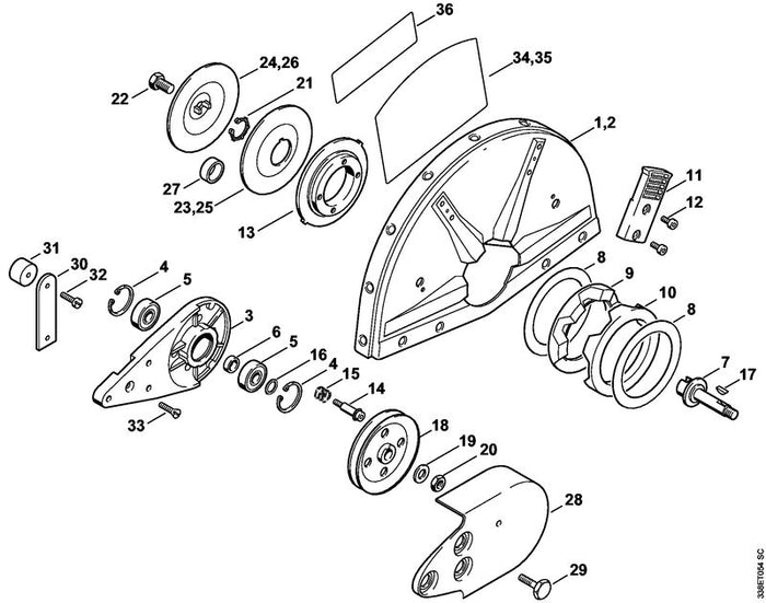 STIHL 4223-700-8100 Schutz positie 28 technische tekening