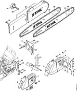STIHL 1128-007-1020 Satz Schnitttiefenbegrenzer positie -1 technische tekening