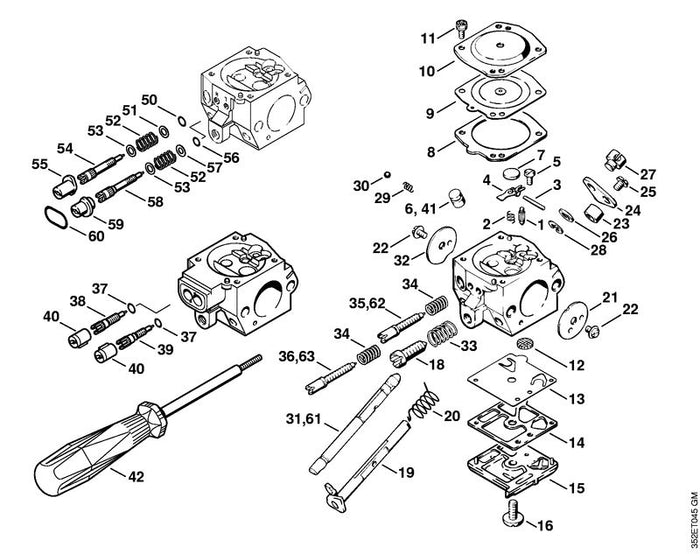 STIHL 4116-122-3001 Feder positie 34 technische tekening