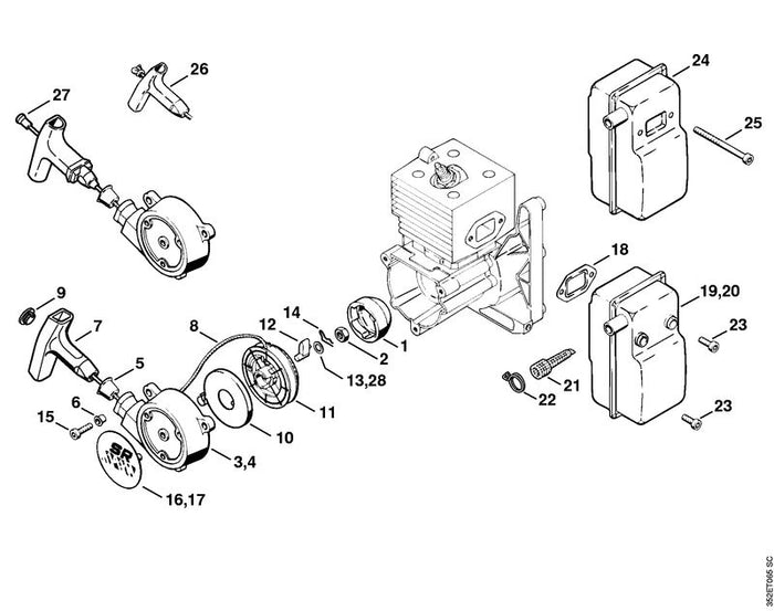 STIHL 4203-140-0602 Schalldämpfer positie 20 technische tekening