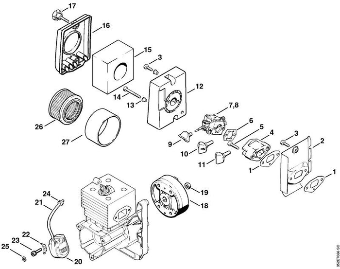 STIHL 4203-141-0300 Luftfilter positie 26 technische tekening