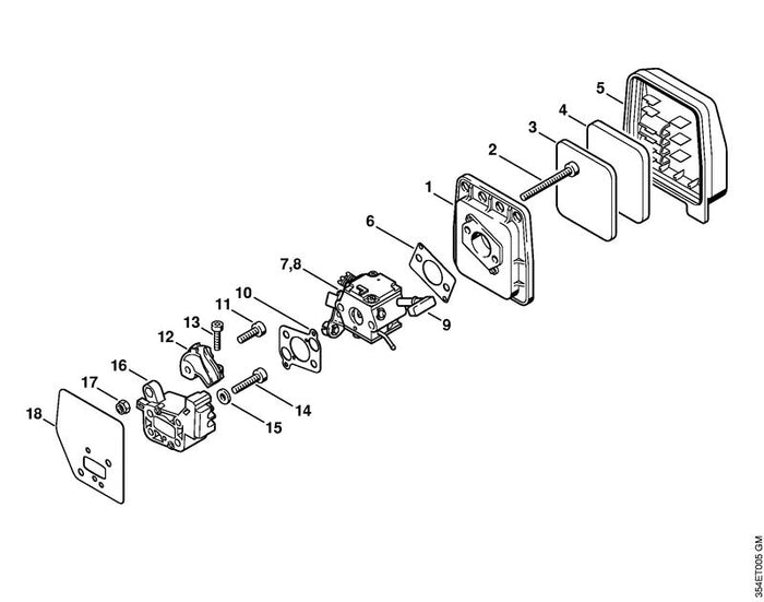 STIHL 4135-124-1500 Vorfilter positie 4 technische tekening