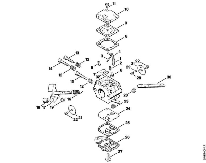 STIHL 4134-007-1060 Satz Vergaserteile positie -1 technische tekening