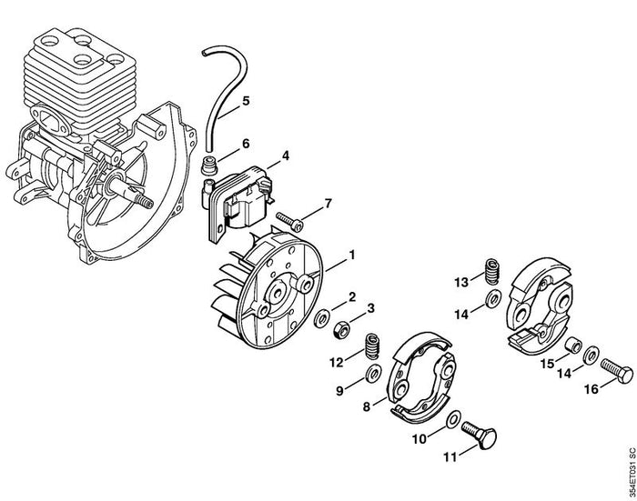 STIHL 4135-160-2001 Kupplung positie 8 technische tekening