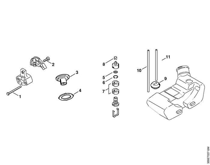 STIHL 4133-353-9201 Tülle positie 9 technische tekening