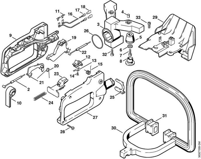 STIHL 4226-440-1101 Kurzschließleitung 435 mm positie 16 technische tekening