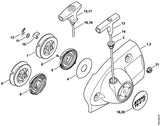 STIHL 4238-967-1501 Typenschild TS 420 positie 20 technische tekening