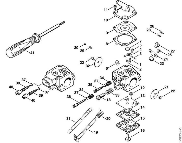 STIHL 1114-122-7100 Schraube positie 16 technische tekening