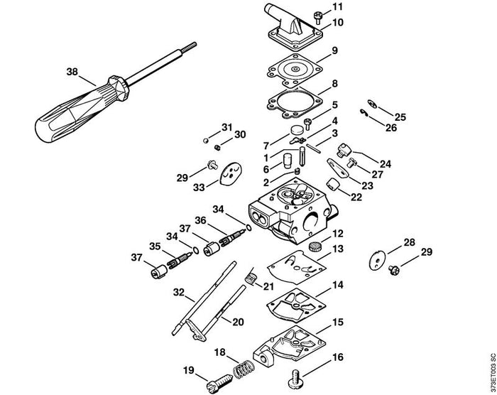 STIHL 4203-007-1061 Satz Vergaserteile positie -1 technische tekening