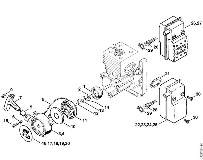 STIHL 4203-140-0601 Schalldämpfer positie 22 technische tekening