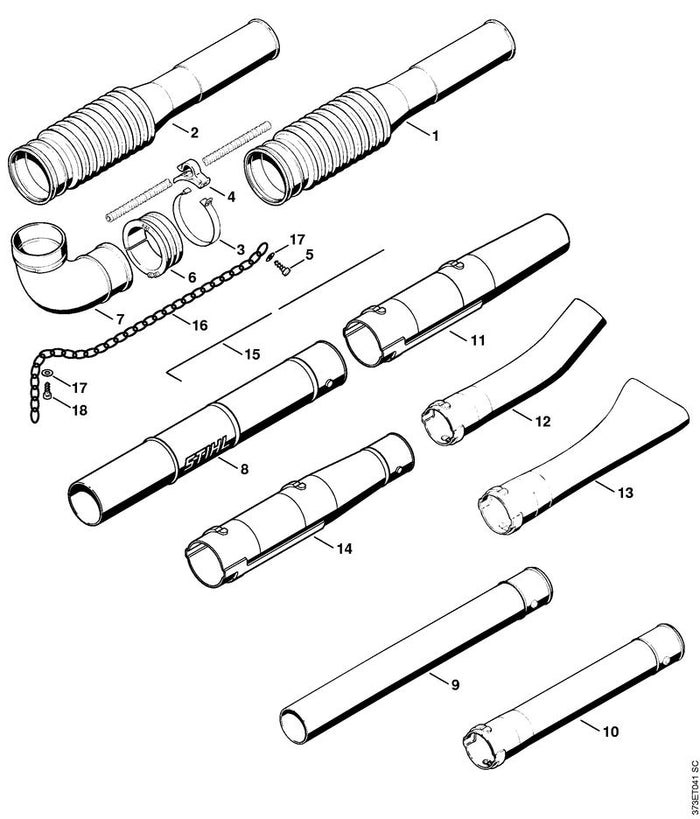 STIHL 4203-007-1041 Satz Ableiter positie -1 technische tekening