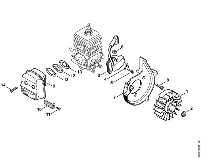STIHL 4140-145-1200 Flansch positie 12 technische tekening