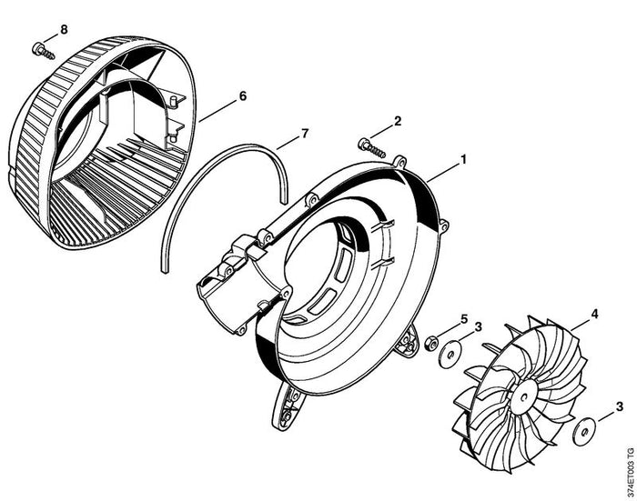 STIHL 4229-704-3400 Gebläserad positie 4 technische tekening