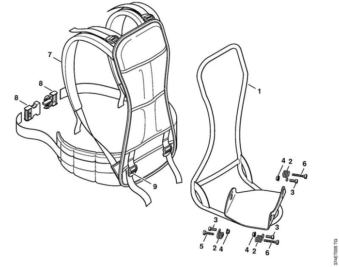 STIHL 4128-710-9000 Traggurt positie 7 technische tekening