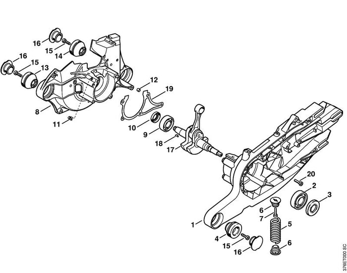 STIHL 4224-007-1010 Dichtungssatz positie -1 technische tekening