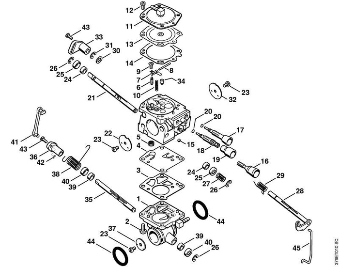 STIHL 4224-122-3200 Schenkelfeder positie 29 technische tekening