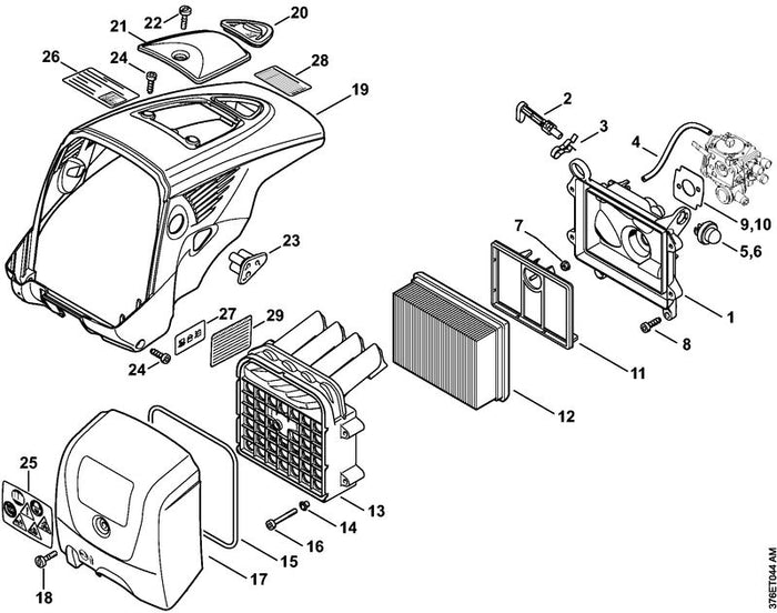 STIHL 4224-140-1801 Zusatzfilter positie 11 technische tekening
