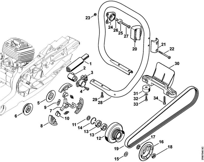 STIHL 0000-997-5503 Zugfeder positie 9 technische tekening