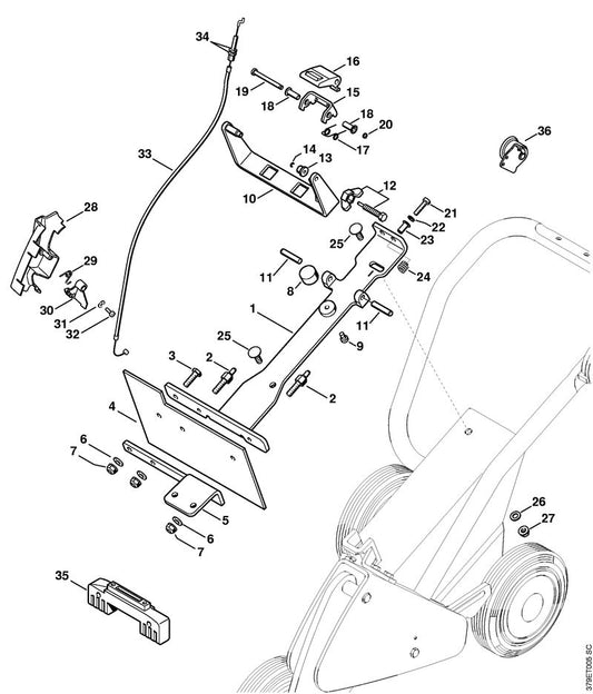 STIHL 4224-182-4502 Schenkelfeder positie 29 technische tekening