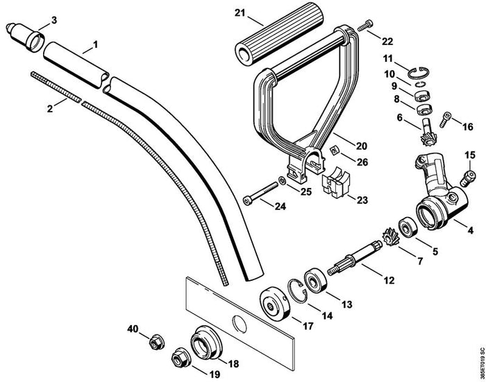 STIHL 4130-791-2000 Griffschlauch positie 21 technische tekening