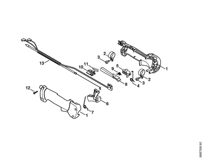 STIHL 4137-180-1107 Gaszug positie 13 technische tekening