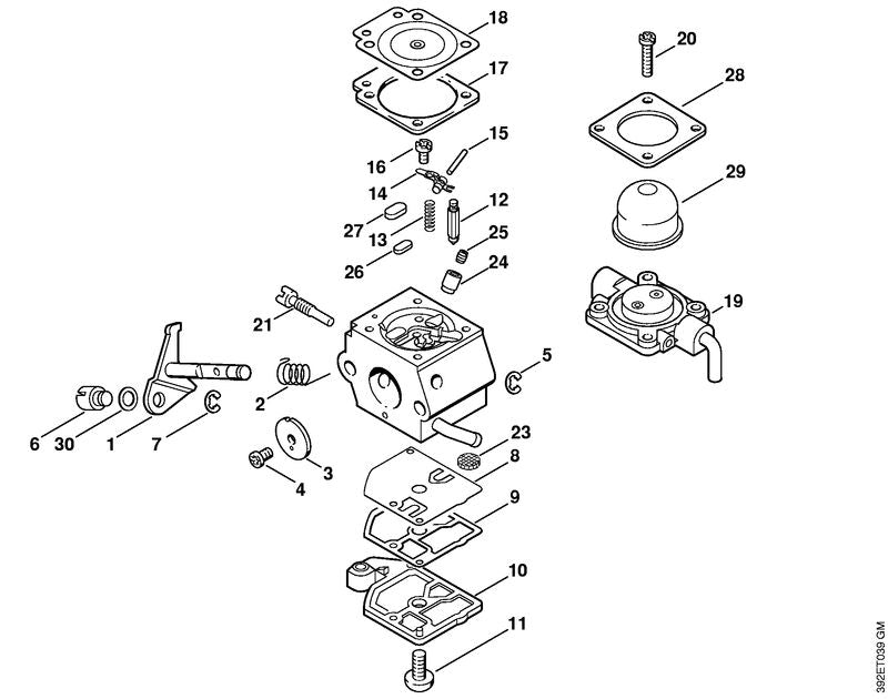 STIHL 4137-121-3300 Drosselklappe positie 3 technische tekening