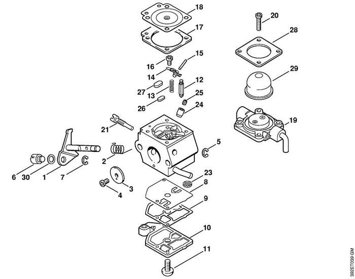 STIHL 4137-121-3300 Drosselklappe positie 3 technische tekening