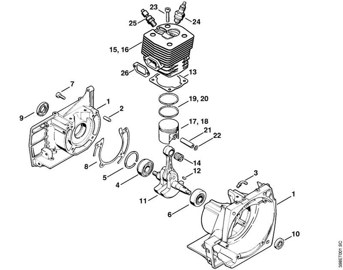 STIHL 4116-007-1051 Dichtungssatz positie -1 technische tekening
