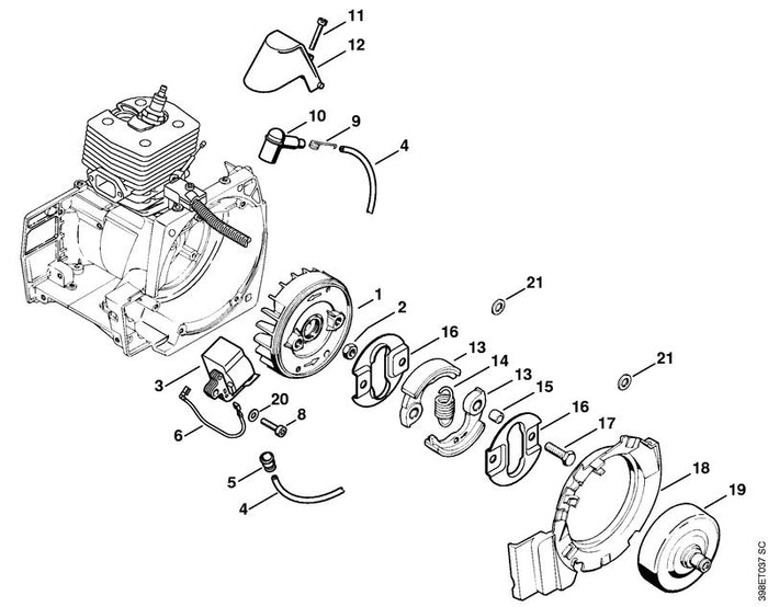 STIHL 4116-160-2001 Kupplung positie 13 technische tekening