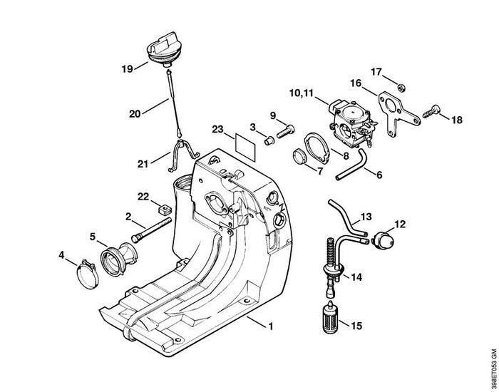 STIHL 4116-120-0606 Vergaser HD-31 positie 10 technische tekening